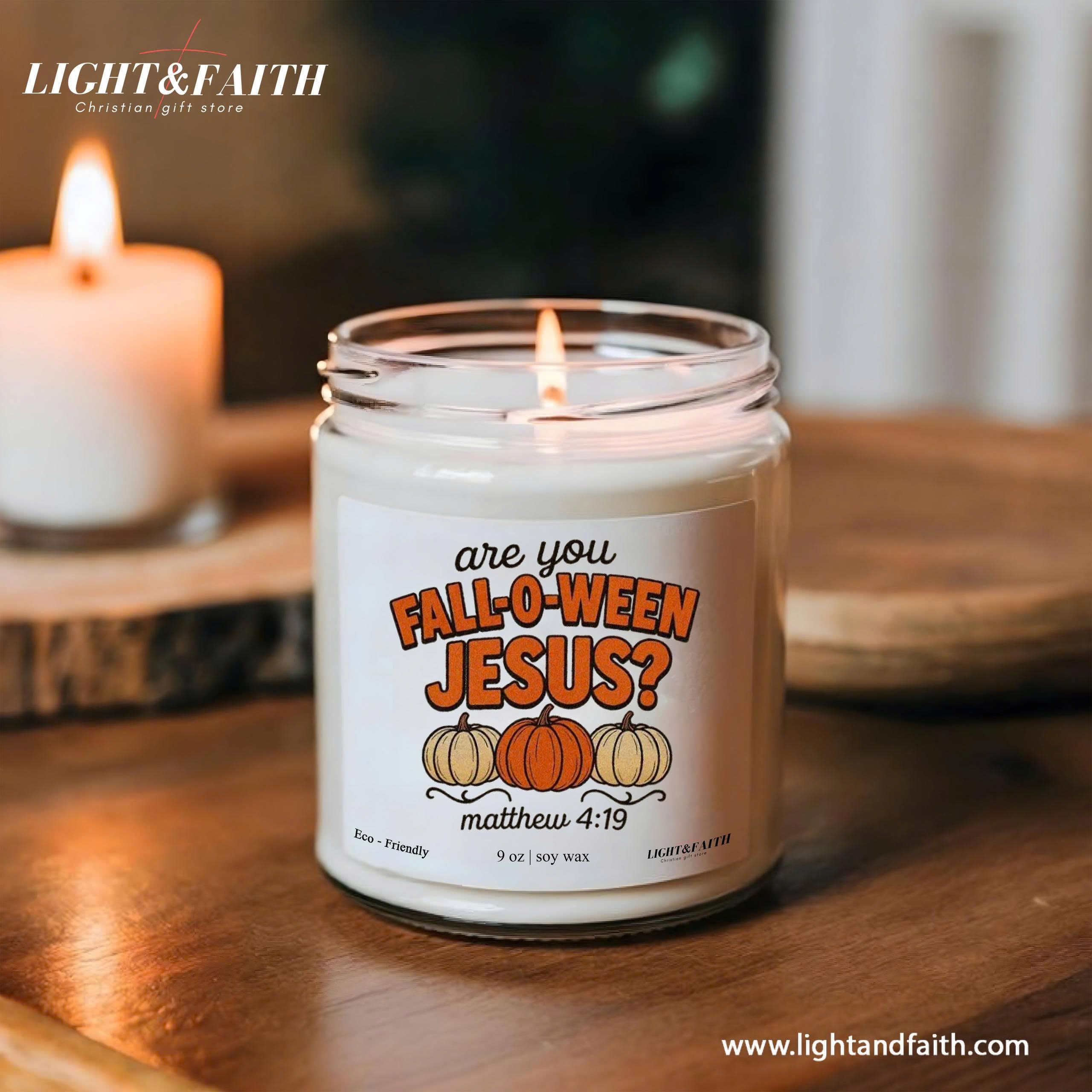 Are You Fall-O-Ween Jesus Candle, Matthew 4:19 Bible Verse, Fall Pumpkin Design, Christian Halloween Candle Gift CDLAF24